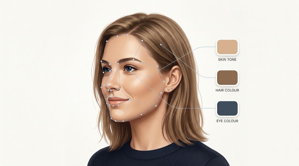 How AI color analysis extracts skin, hair and eye colors from a selfie