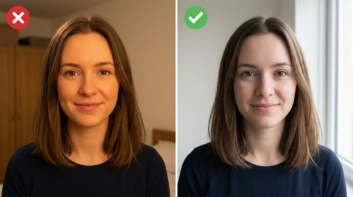 Good versus bad selfie lighting for accurate AI color analysis