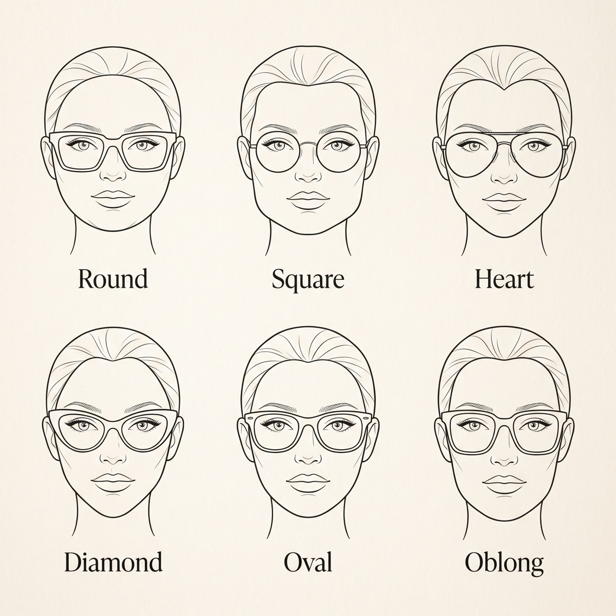 Best eyeglass frame shapes for round, square, heart, diamond, oval and oblong face shapes