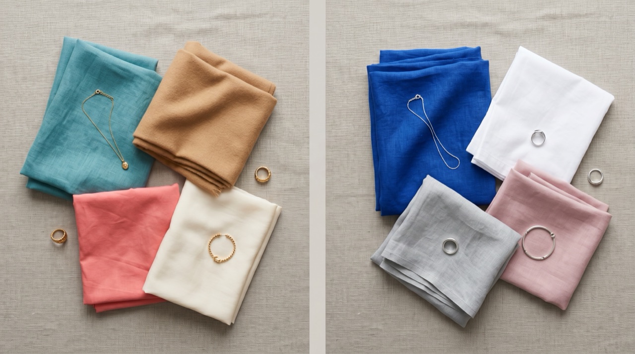 Warm undertones pair blue with camel, coral, and gold; cool undertones pair it with white, grey, and silver