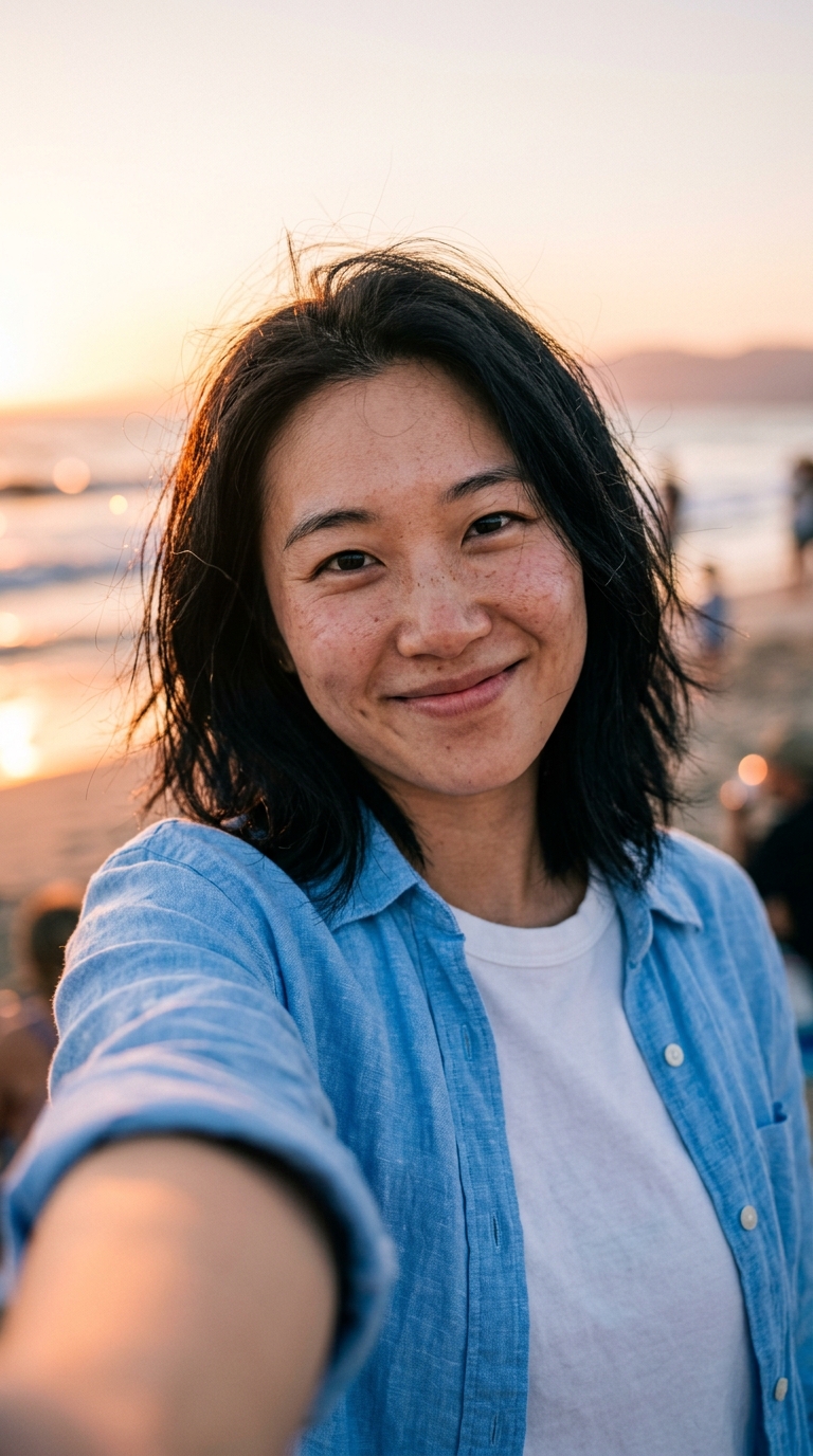 Golden hour beach portrait