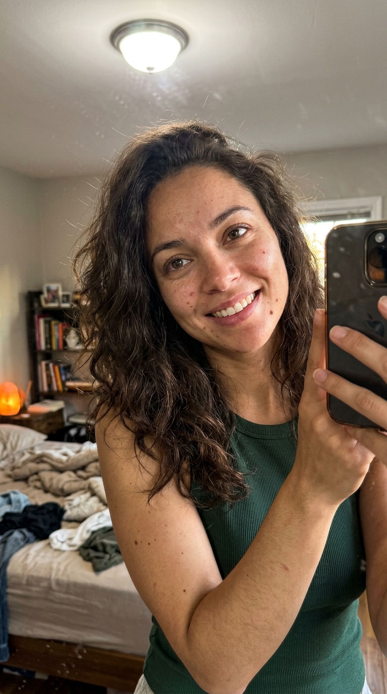 Person taking a mirror selfie with phone